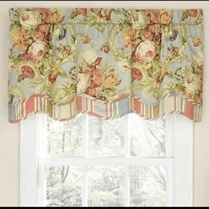 Waverly Spring Bling Vapor Scallop Window Valance Floral Shabby Chic
